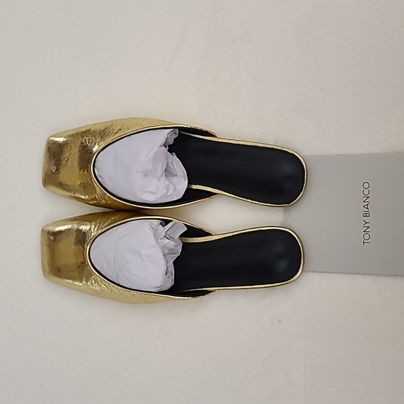 NIB Tony Bianco Harry Flat Gold Flat Mules Size 8 - Picture 5 of 7
